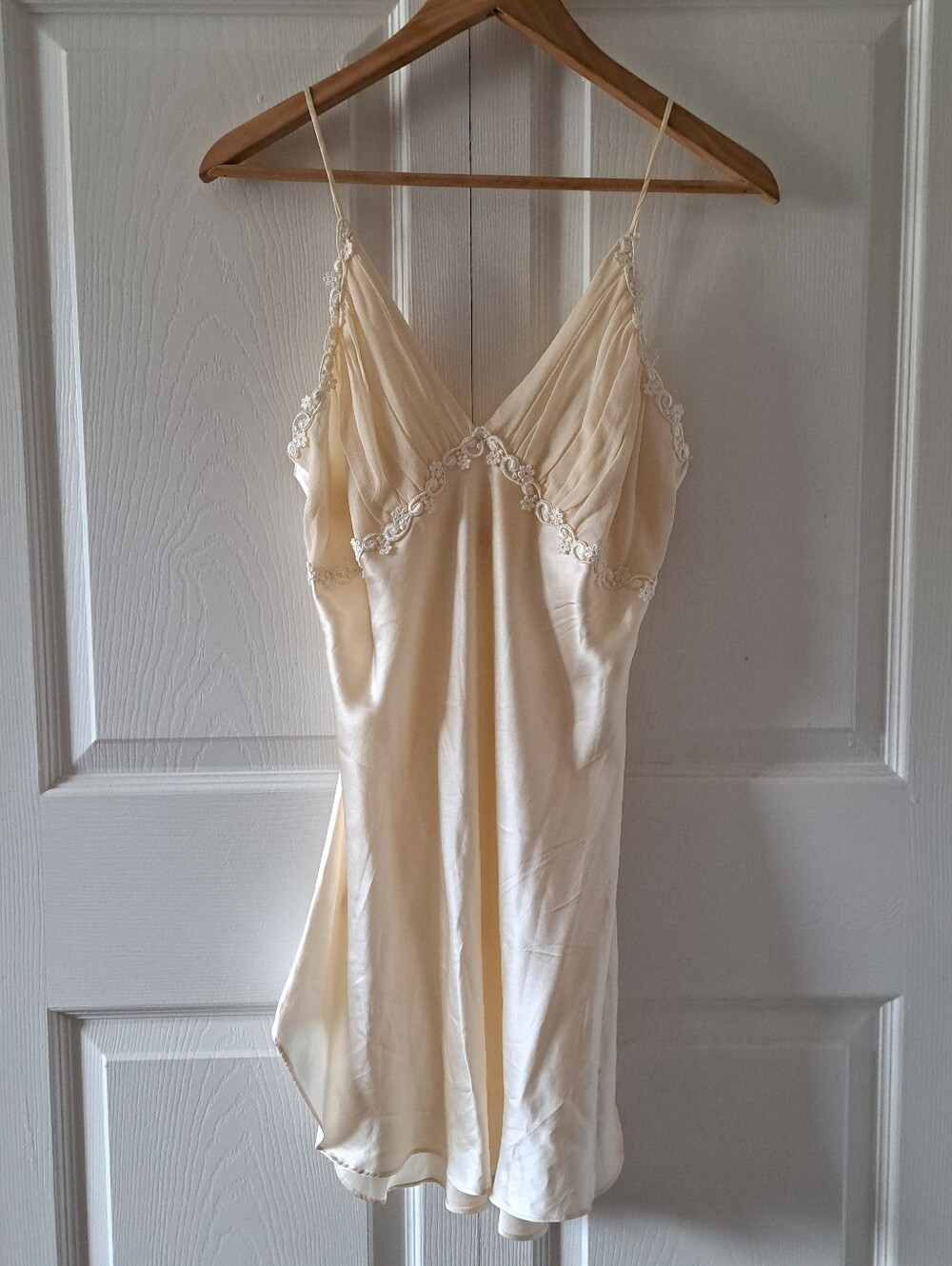 Victoria's Secret Cream Satin Slip with Lace Trim